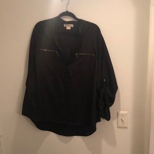 Michael Kors Black 1/2 button blouse